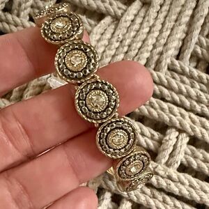 NEW Cole Steet Stretch Bracelet Gold Silver Tone Rhinestone Circles